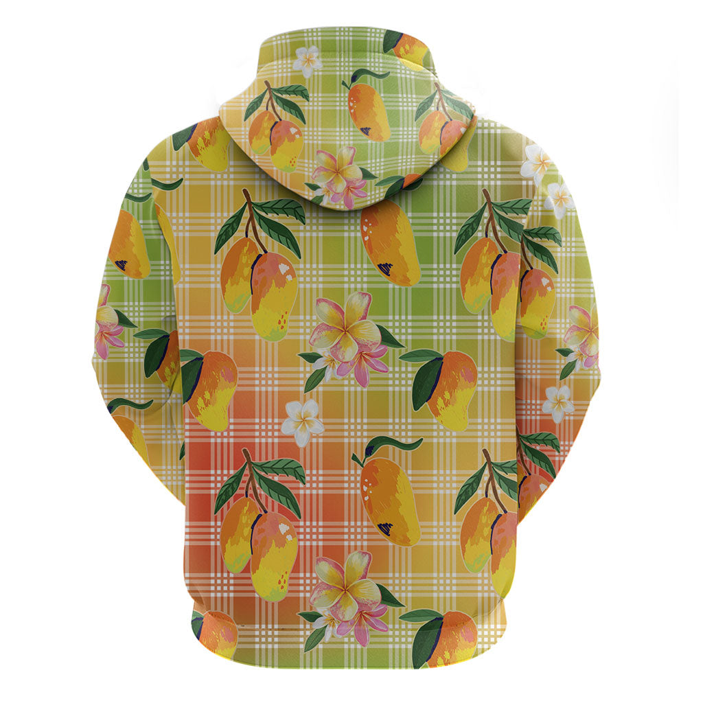 Aloha Hawaii Palaka Print Mango Plumeria Zip Hoodie Tropical Vibes