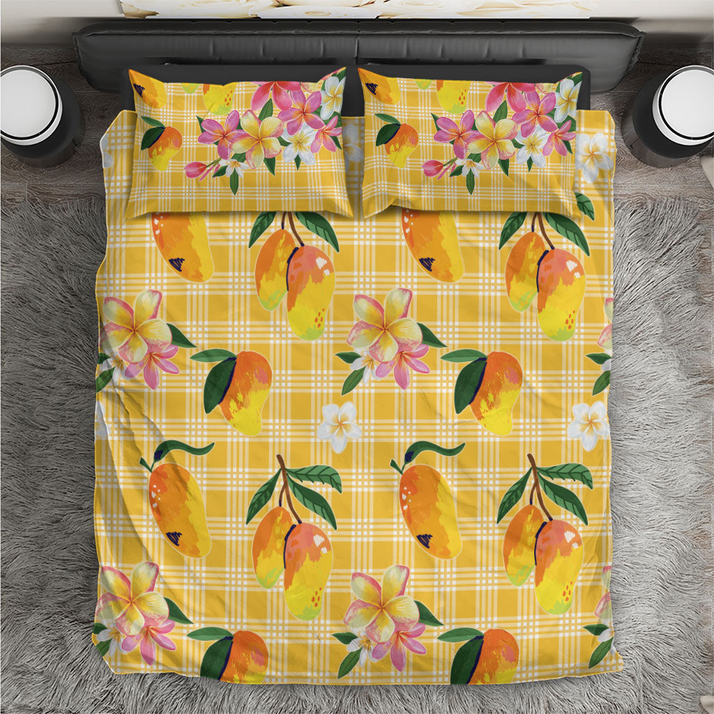 Aloha Hawaii Palaka Print Mango Plumeria Bedding Set Fresh Lemon