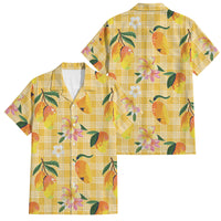 Aloha Hawaii Palaka Print Mango Plumeria Family Matching Mermaid Dress and Hawaiian Shirt Fresh Lemon