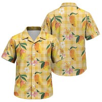 Aloha Hawaii Palaka Print Mango Plumeria Family Matching Summer Maxi Dress and Hawaiian Shirt Fresh Lemon