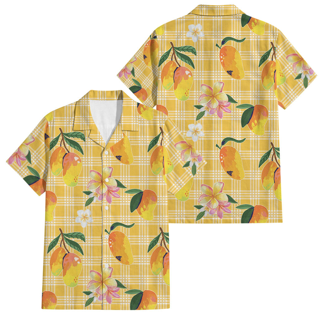 Aloha Hawaii Palaka Print Mango Plumeria Family Matching Tank Maxi Dress and Hawaiian Shirt Fresh Lemon
