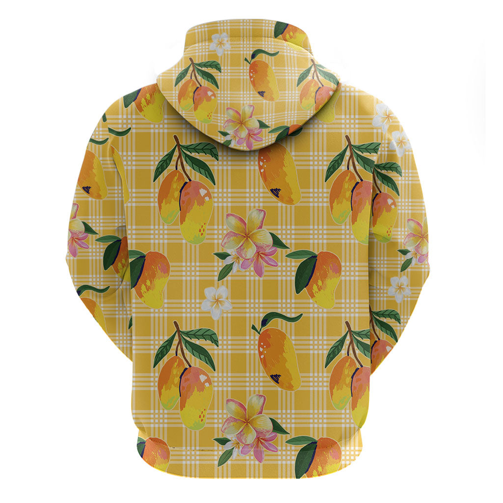 Aloha Hawaii Palaka Print Mango Plumeria Hoodie Fresh Lemon