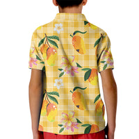 Aloha Hawaii Palaka Print Mango Plumeria Kid Polo Shirt Fresh Lemon