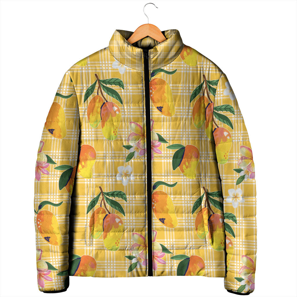 Aloha Hawaii Palaka Print Mango Plumeria Padded Jacket Fresh Lemon