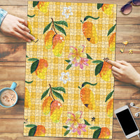 Aloha Hawaii Palaka Print Mango Plumeria Puzzle Fresh Lemon