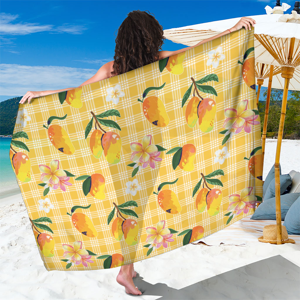 Aloha Hawaii Palaka Print Mango Plumeria Sarong Fresh Lemon