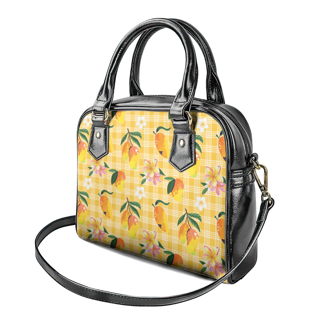 Aloha Hawaii Palaka Print Mango Plumeria Shoulder Handbag Fresh Lemon