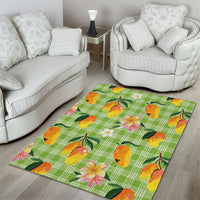 Aloha Hawaii Palaka Print Mango Plumeria Area Rug Cool Mint