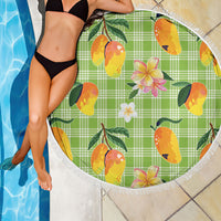 Aloha Hawaii Palaka Print Mango Plumeria Beach Blanket Cool Mint