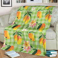 Aloha Hawaii Palaka Print Mango Plumeria Blanket Cool Mint