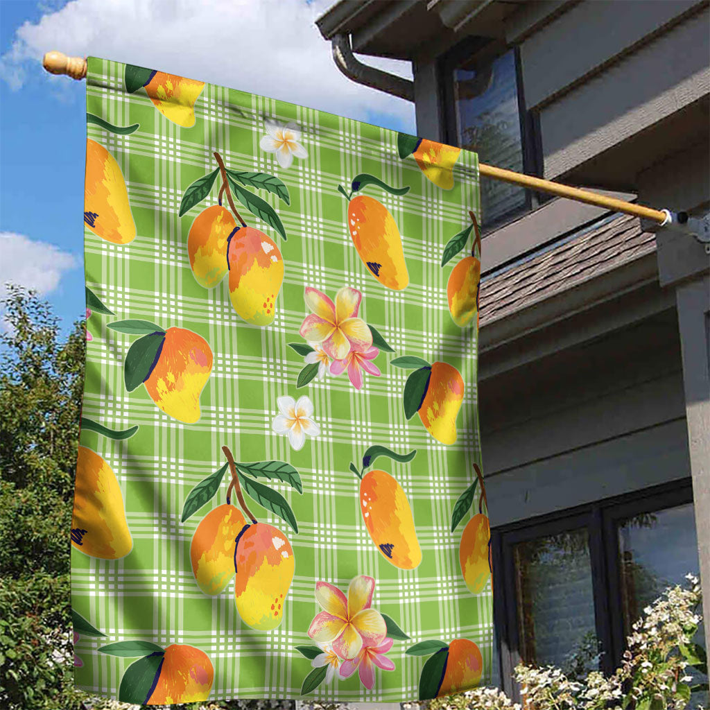 Aloha Hawaii Palaka Print Mango Plumeria Garden Flag Cool Mint