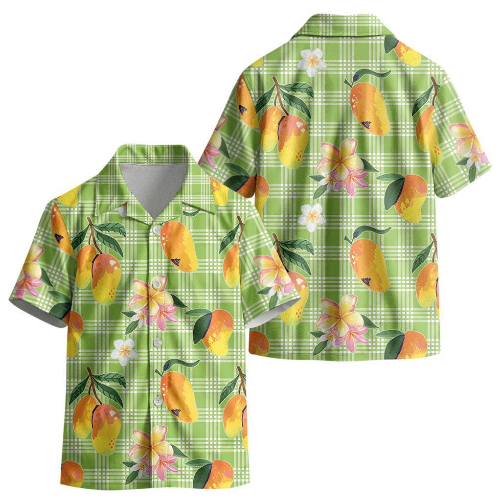 Aloha Hawaii Palaka Print Mango Plumeria Kid Hawaiian Shirt Cool Mint