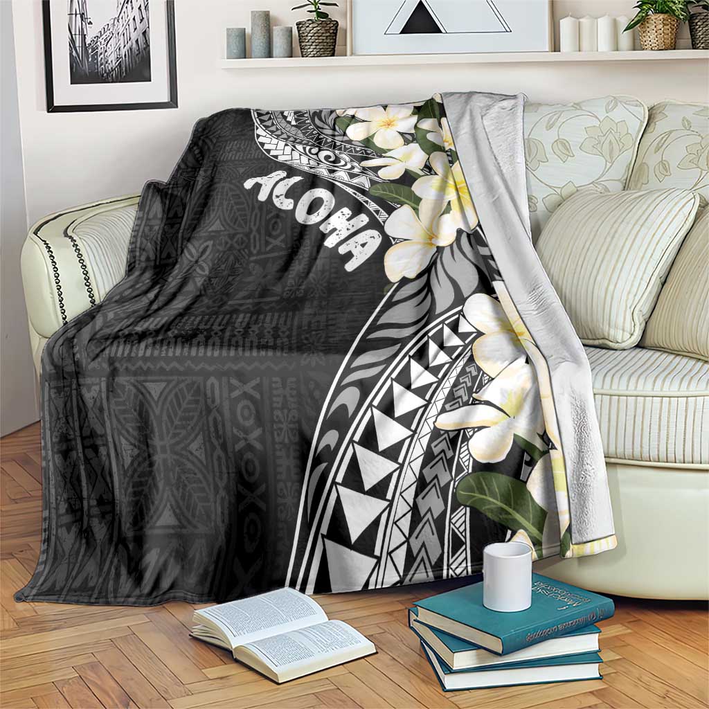 Aloha Hawaii Festive Blanket Frangipani Lace Classic LT7 Black - Polynesian Pride