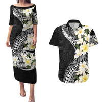 Aloha Hawaii Festive Couples Matching Puletasi and Hawaiian Shirt Frangipani Lace Classic