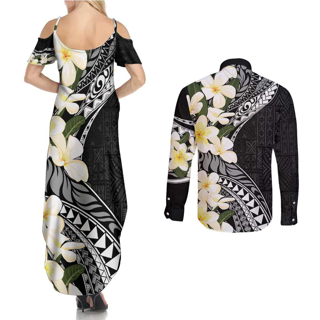 Aloha Hawaii Festive Couples Matching Summer Maxi Dress and Long Sleeve Button Shirt Frangipani Lace Classic LT7 - Polynesian Pride