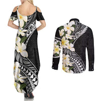 Aloha Hawaii Festive Couples Matching Summer Maxi Dress and Long Sleeve Button Shirt Frangipani Lace Classic LT7 - Polynesian Pride
