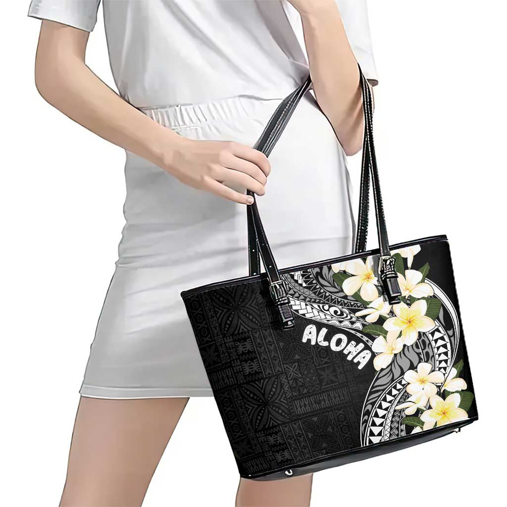 Aloha Hawaii Festive Leather Tote Bag Frangipani Lace Classic LT7 - Polynesian Pride