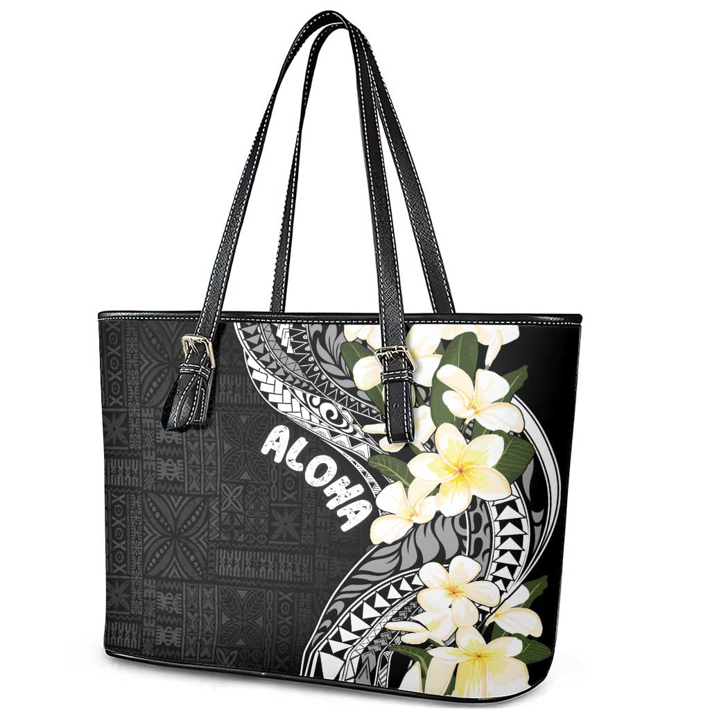 Aloha Hawaii Festive Leather Tote Bag Frangipani Lace Classic LT7 - Polynesian Pride