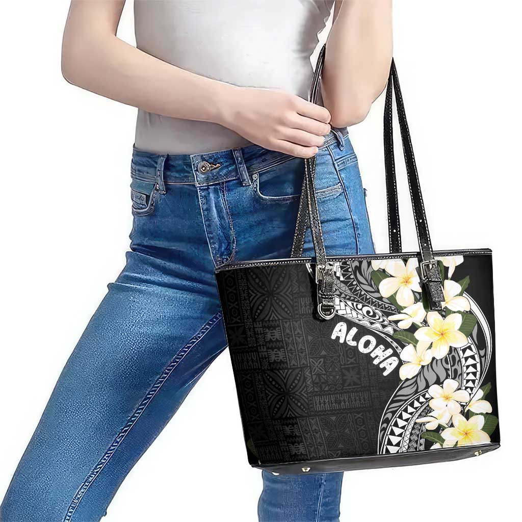 Aloha Hawaii Festive Leather Tote Bag Frangipani Lace Classic LT7 - Polynesian Pride