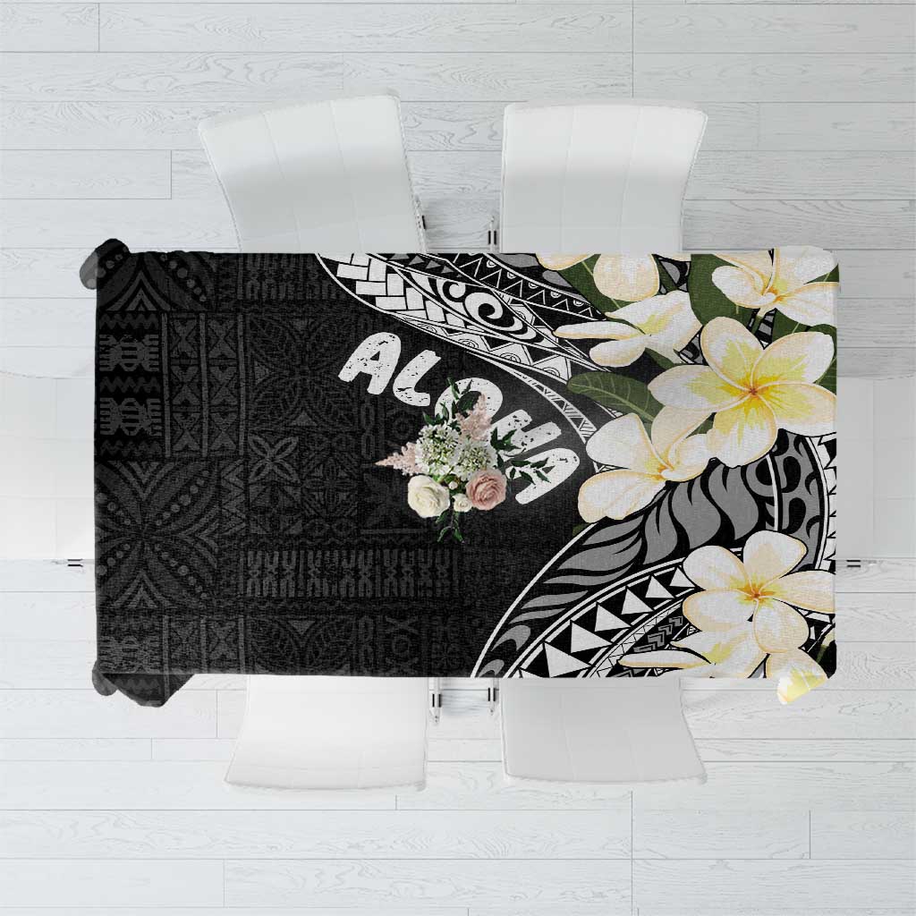 Aloha Hawaii Festive Tablecloth Frangipani Lace Classic LT7 Black - Polynesian Pride