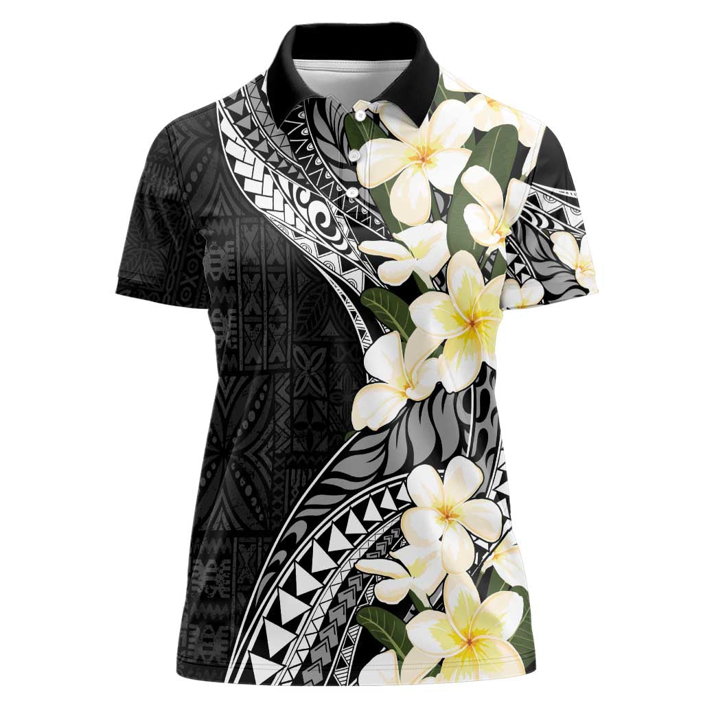 Aloha Hawaii Festive Women Polo Shirt Frangipani Lace Classic