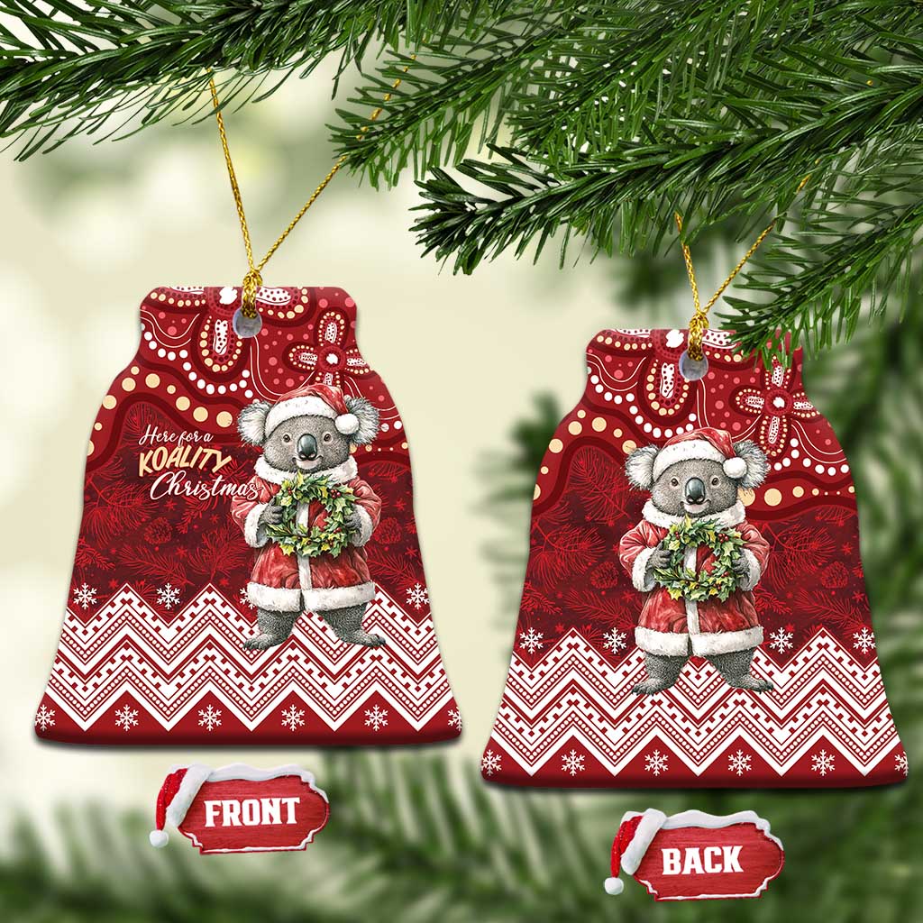 Here For A Koality Xmas Australia Abogirinal Ceramic Ornament Santa Koala - Polynesian Pride