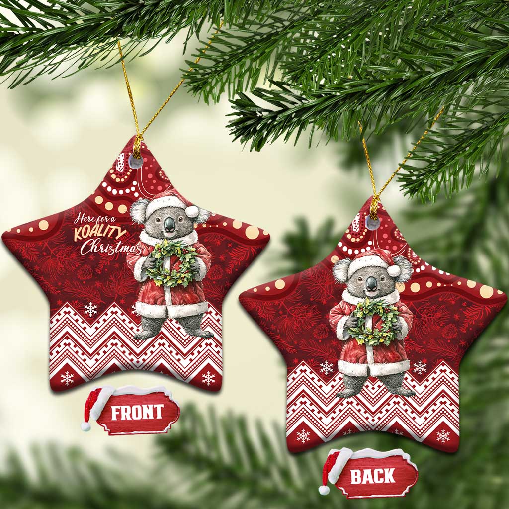 Here For A Koality Xmas Australia Abogirinal Ceramic Ornament Santa Koala - Polynesian Pride