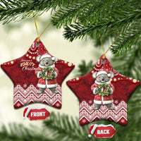Here For A Koality Xmas Australia Abogirinal Ceramic Ornament Santa Koala - Polynesian Pride