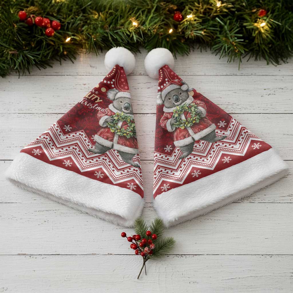 Here For A Koality Xmas Australia Abogirinal Christmas Santa Hat Santa Koala - Polynesian Pride