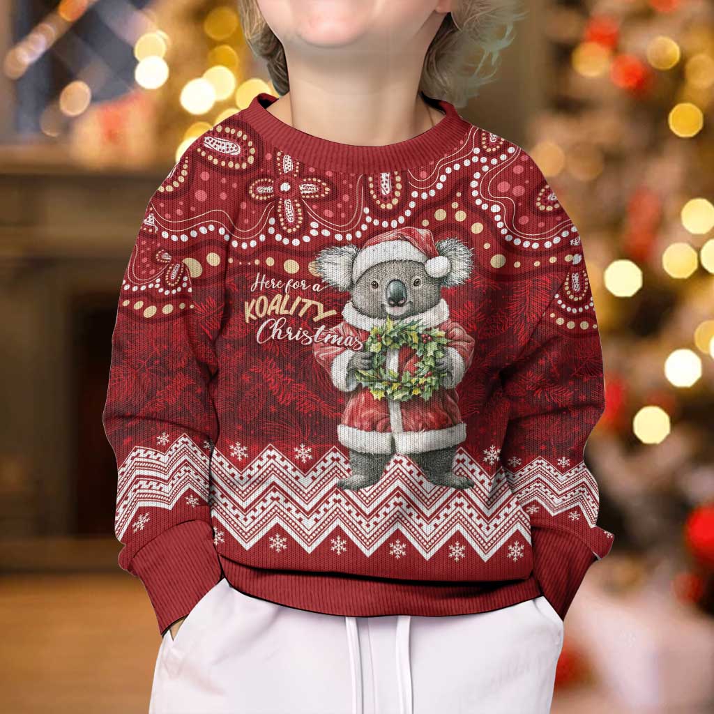 Here For A Koality Xmas Australia Abogirinal Kid Ugly Christmas Sweater Santa Koala - Polynesian Pride