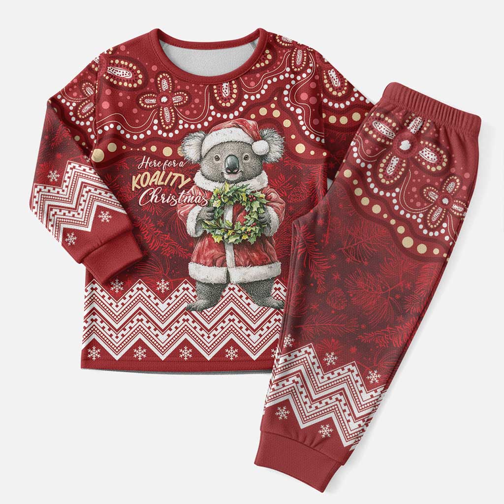 Here For A Koality Xmas Australia Abogirinal Christmas Pajama Set Santa Koala - Polynesian Pride