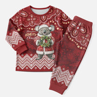 Here For A Koality Xmas Australia Abogirinal Christmas Pajama Set Santa Koala - Polynesian Pride
