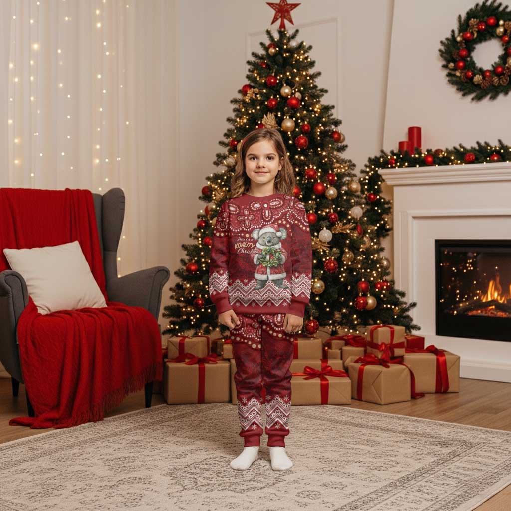 Here For A Koality Xmas Australia Abogirinal Christmas Pajama Set Santa Koala - Polynesian Pride