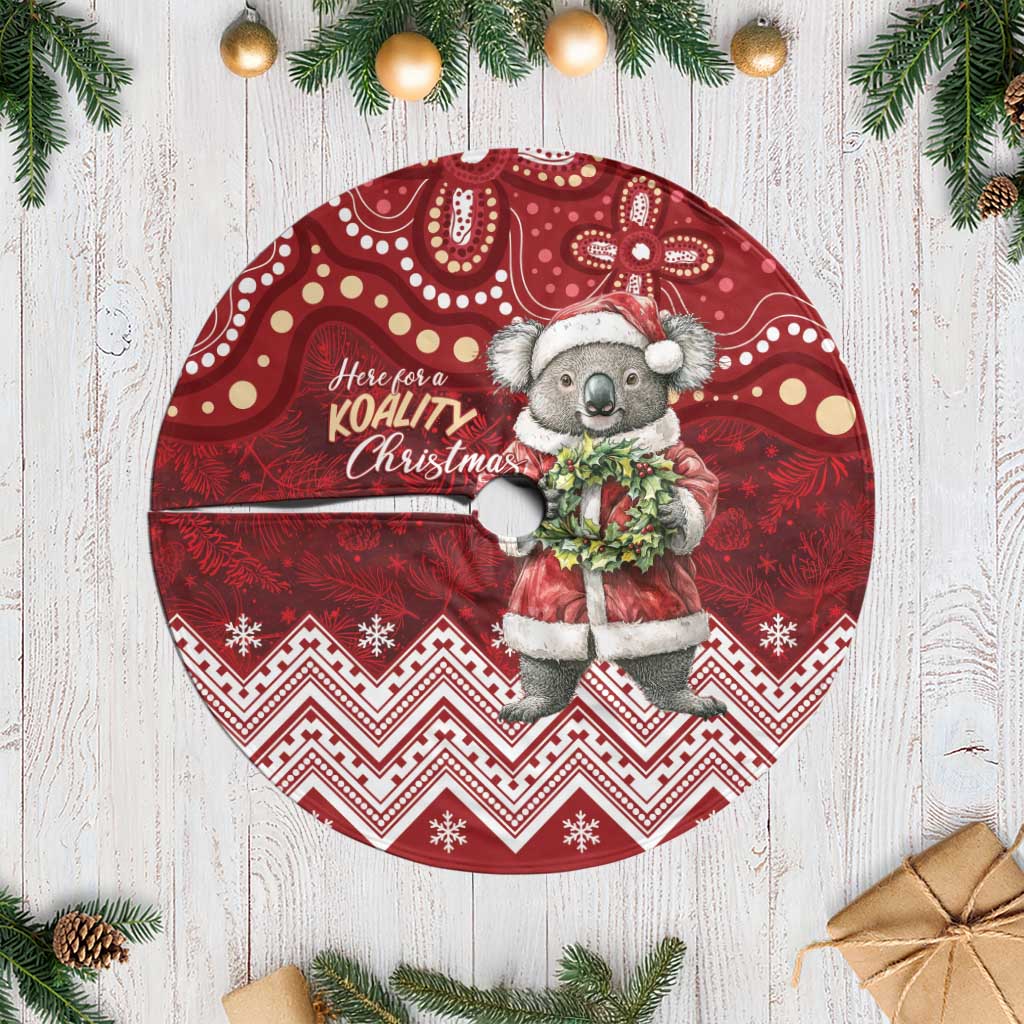 Here For A Koality Xmas Australia Abogirinal Tree Skirt Santa Koala LT7 Casual Red - Polynesian Pride