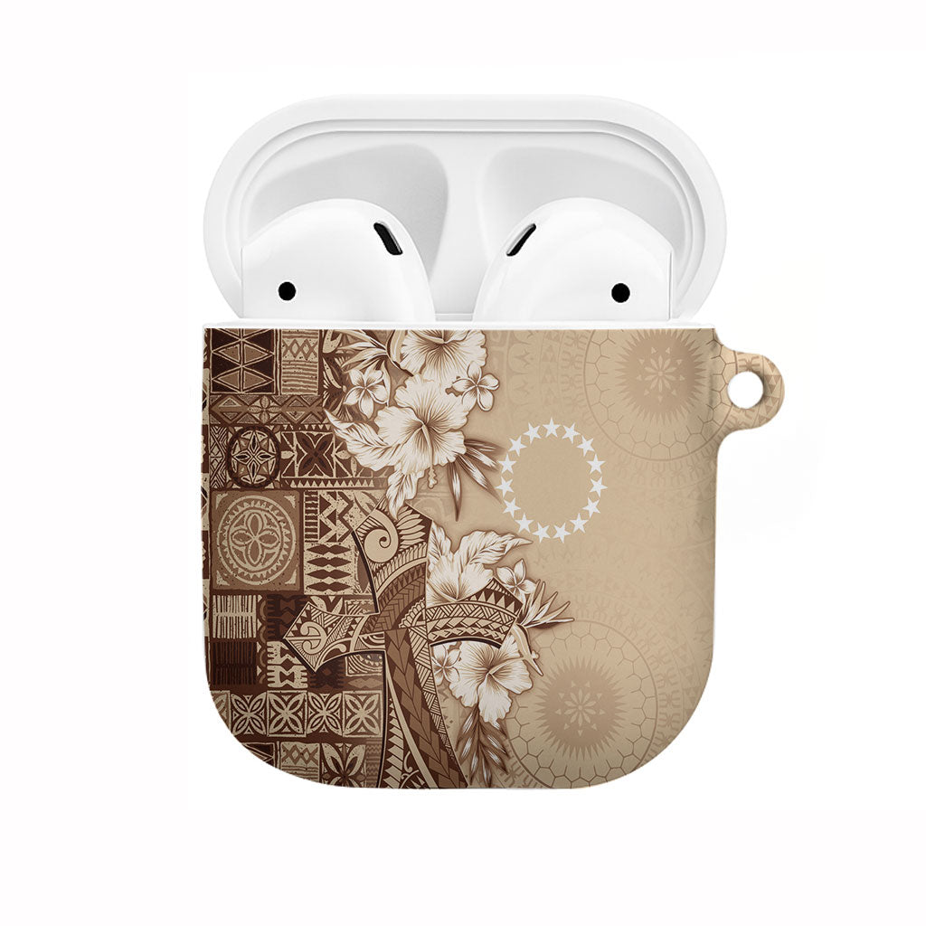 Kia Orana Cook Islands Tapa Floral With Cross AirPods Case Beige