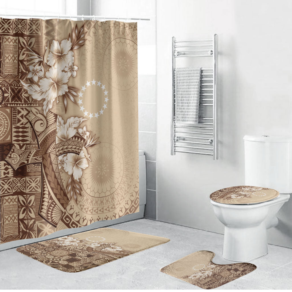 Kia Orana Cook Islands Tapa Floral With Cross Bathroom Set Beige