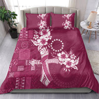 Kia Orana Cook Islands Tapa Floral With Cross Bedding Set Maroon LT7 - Polynesian Pride