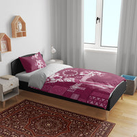 Kia Orana Cook Islands Tapa Floral With Cross Bedding Set Maroon LT7 - Polynesian Pride