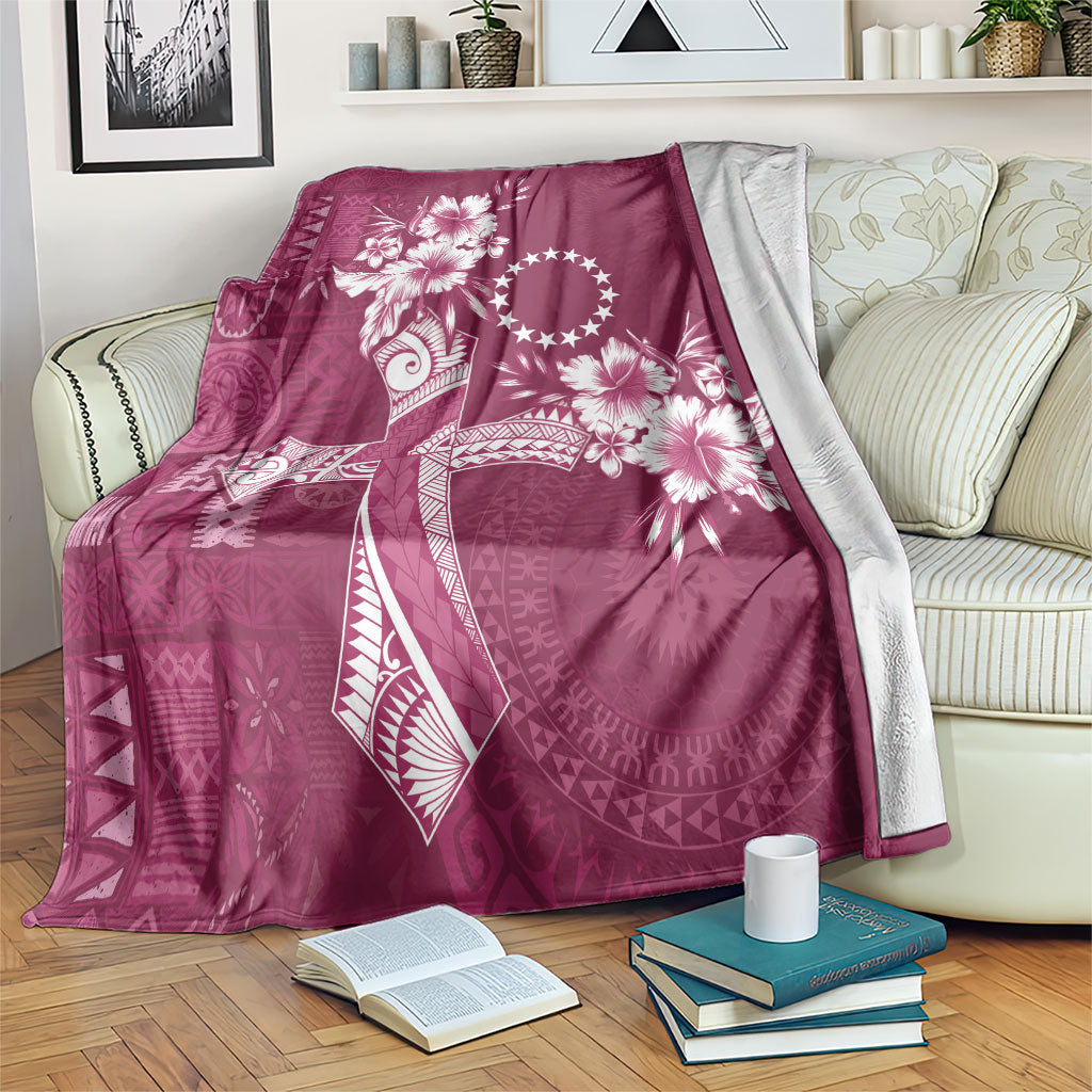 Kia Orana Cook Islands Tapa Floral With Cross Blanket Maroon LT7 Maroon - Polynesian Pride