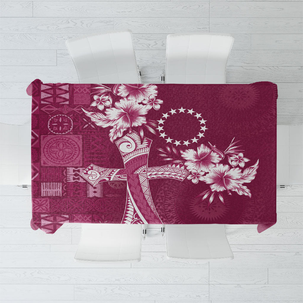 Kia Orana Cook Islands Tapa Floral With Cross Tablecloth Maroon LT7 Maroon - Polynesian Pride