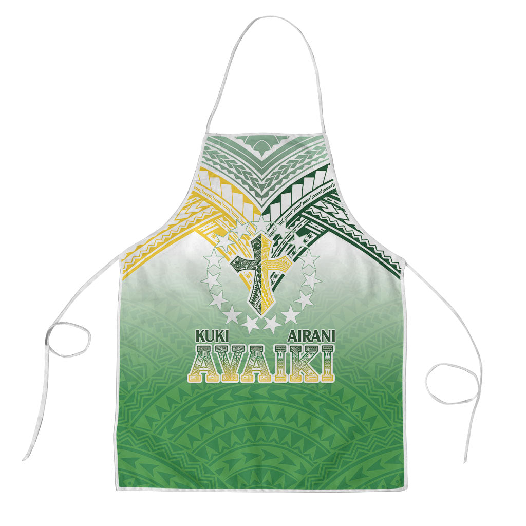 Cook Islands Rugby Medallion Of Stars Apron Kuki Airani Avaiki LT7 White Green - Polynesian Pride