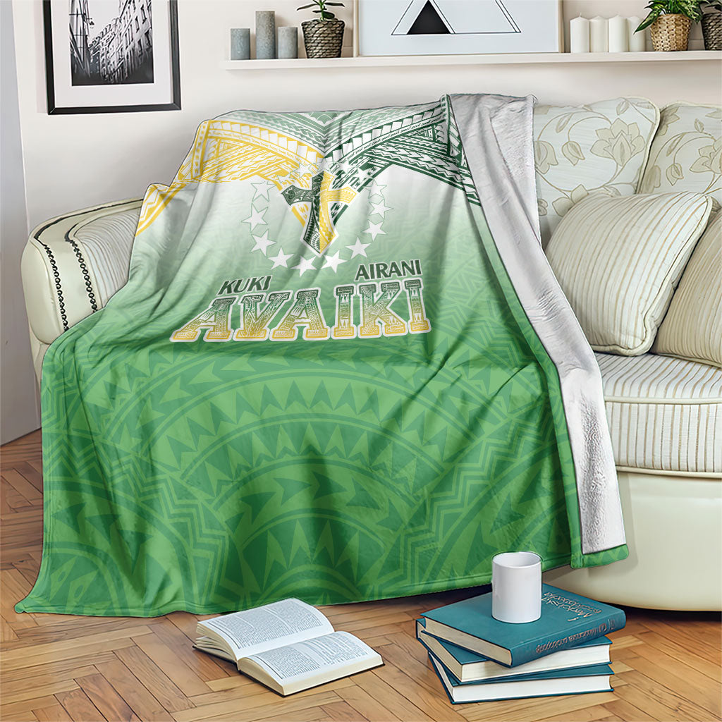 Cook Islands Rugby Medallion Of Stars Blanket Kuki Airani Avaiki LT7 White Green - Polynesian Pride