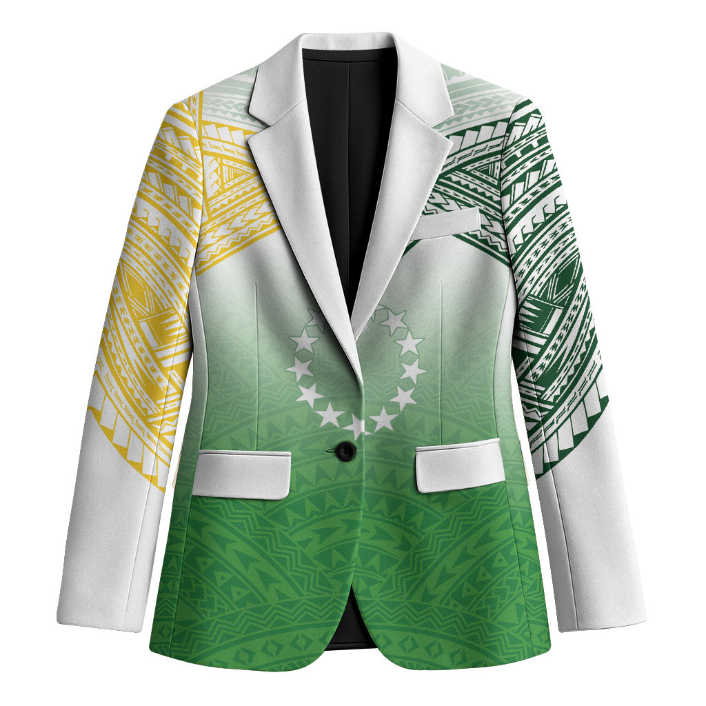 Cook Islands Rugby Medallion Of Stars Blazer Kuki Airani Avaiki LT7 Unisex White Green - Polynesian Pride
