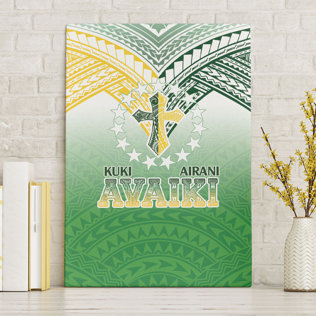 Cook Islands Rugby Medallion Of Stars Canvas Wall Art Kuki Airani Avaiki LT7 Without Frame White Green - Polynesian Pride