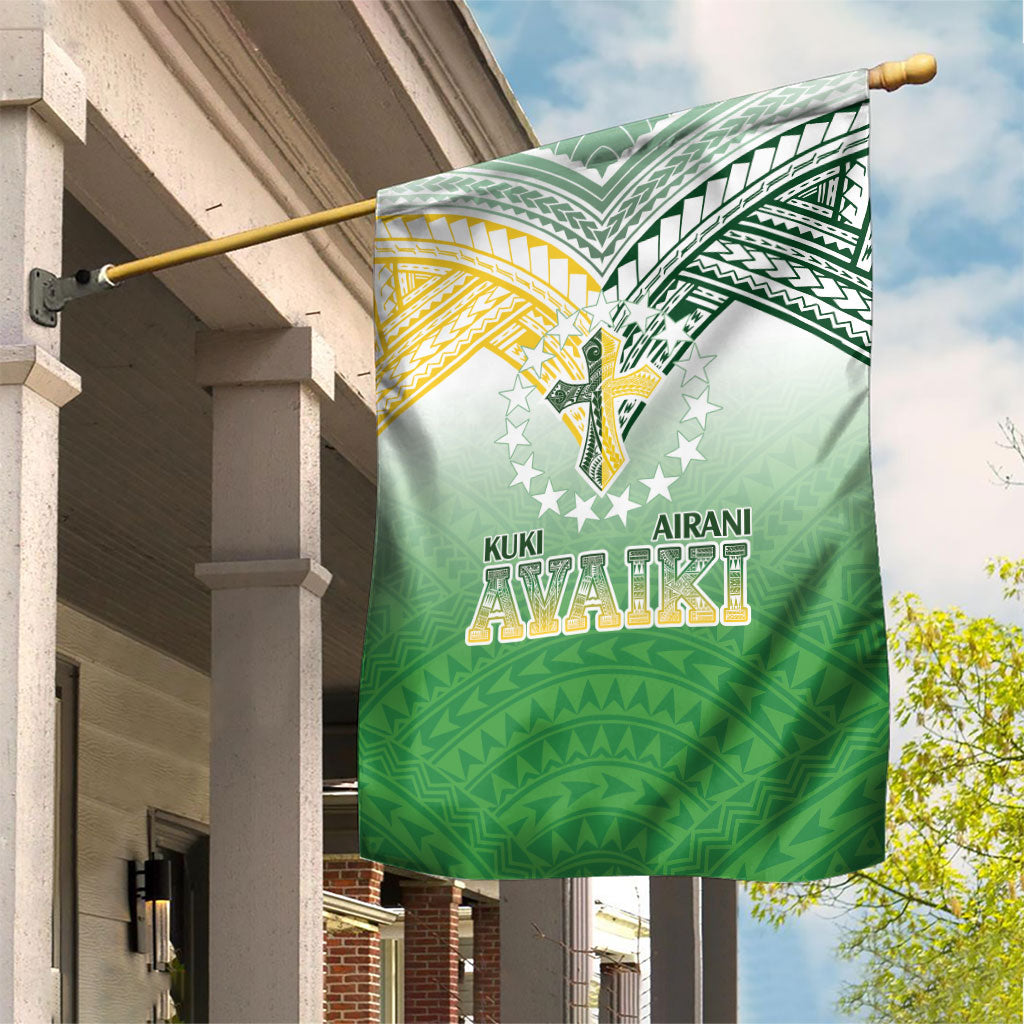 Cook Islands Rugby Medallion Of Stars Garden Flag Kuki Airani Avaiki LT7 House Flag White Green - Polynesian Pride