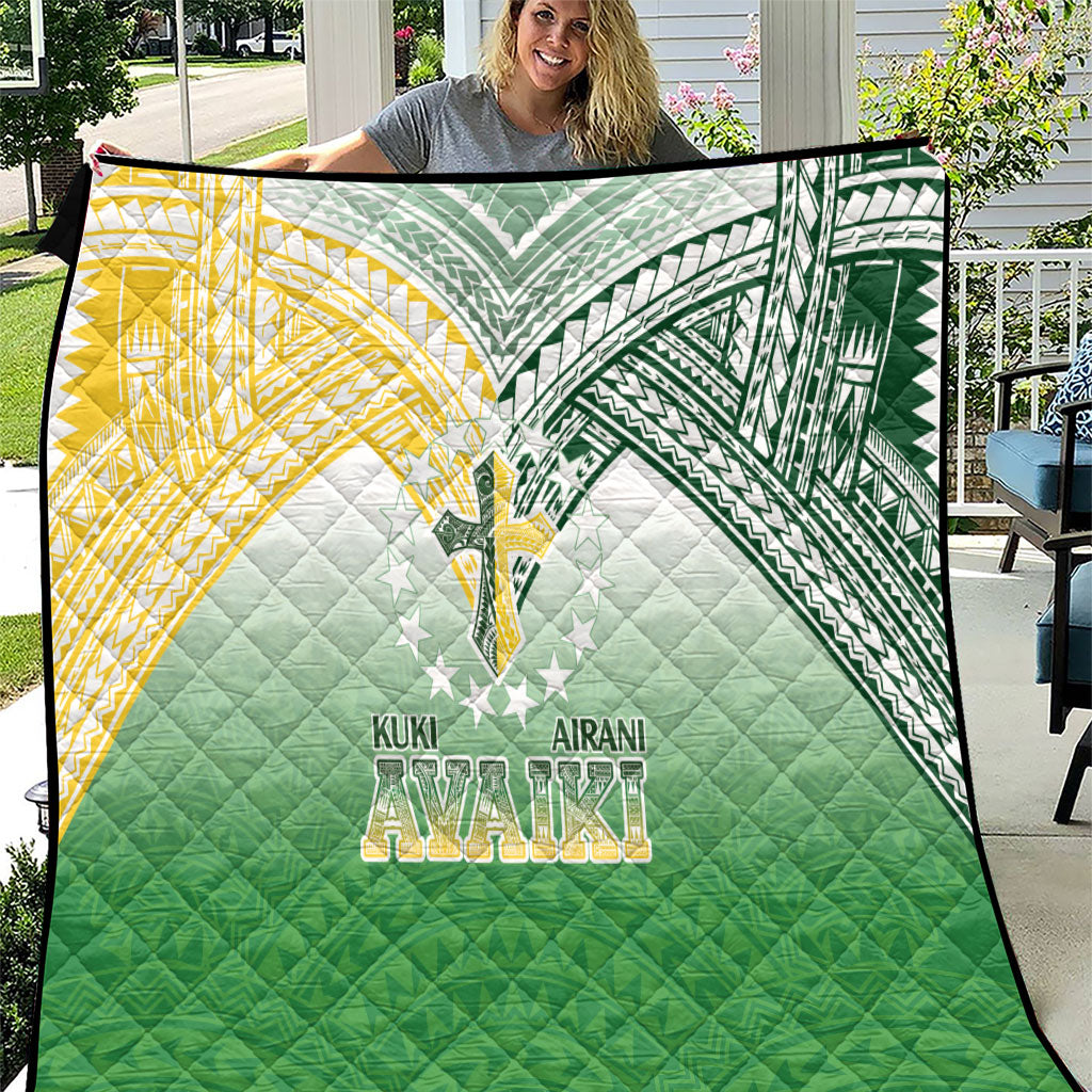 Cook Islands Rugby Medallion Of Stars Quilt Kuki Airani Avaiki LT7 White Green - Polynesian Pride