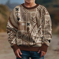 Samoa Tapa Kid Ugly Christmas Sweater Siapo Mix Tatau Patterns LT7 - Polynesian Pride