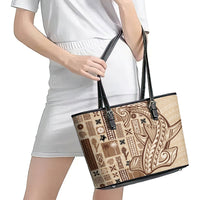 Samoa Tapa Leather Tote Bag Siapo Mix Tatau Patterns LT7 - Polynesian Pride