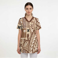 Samoa Tapa Scrub Top Siapo Mix Tatau Patterns - Polynesian Pride