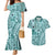 Samoa Tapa Couples Matching Mermaid Dress and Hawaiian Shirt Siapo Mix Tatau Patterns - Teal LT7 Teal - Polynesian Pride